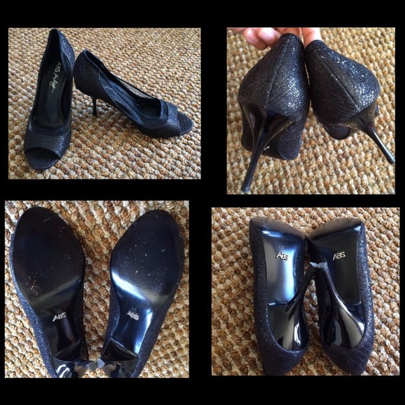 ABS Allen Schwartz Black Open Toe Heels Shoes - Picture 3 of 4