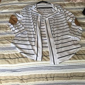 black and white striped cardigan
