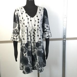 Grey Floral Tunic Dress