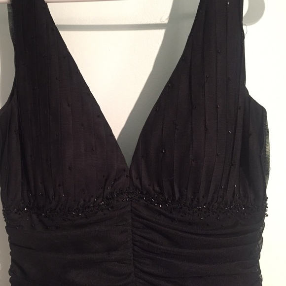 Black, t length semi formal w/ black beading - Picture 2 of 3