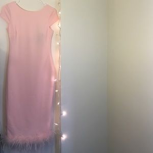 Feather Hem Midi Bodycon Dress