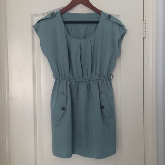Muted Turquoise Dress with Button Detailing