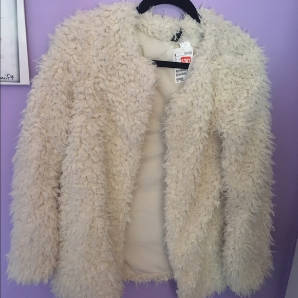 NEW Cream Fuzzy Coat