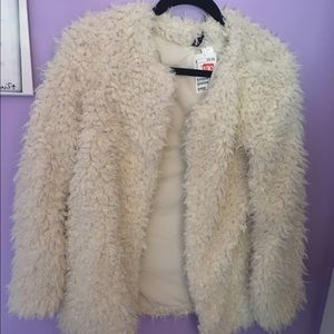 NEW Cream Fuzzy Coat