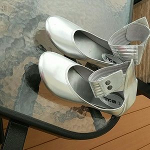 Silver ankle flats