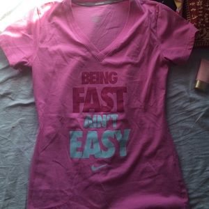 NIKE Pink Running V-Neck Shirt