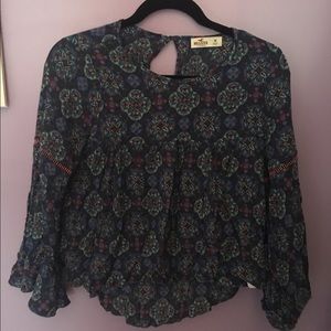 Patterned Bell Sleeve Top