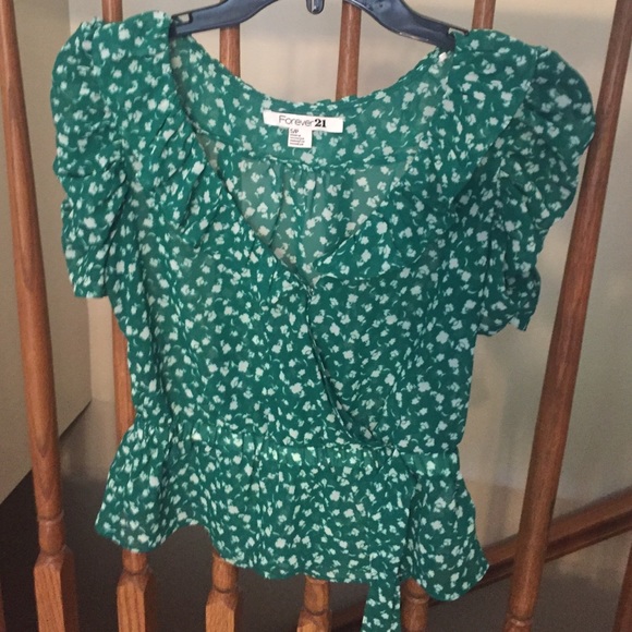 Faux Wrap Dress Shirt with rouched sleeves