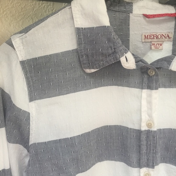 Long sleeve chambray and striped shirt