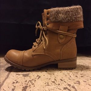 Brown combat boots