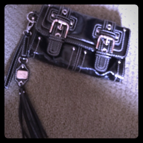 Rafe black patent wristlet/wallet