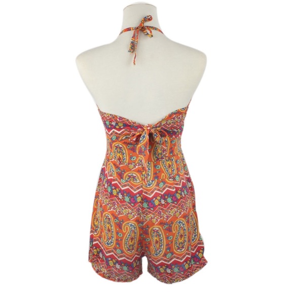 Floral Backless Summer Sexy Shorts Beach Jumper - Picture 7 of 8