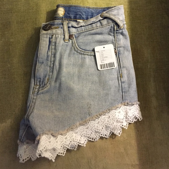 Free people high waisted denim shorts