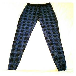 Blue and Black Plaid Joggers