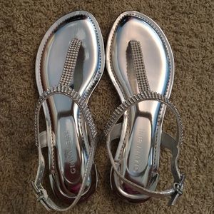 Gianni Bini silver rhinestone sandals