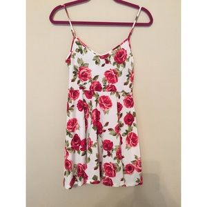 Red rose floral skater dress