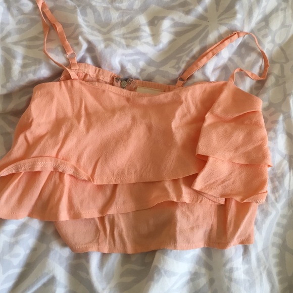 coral ruffled crop top