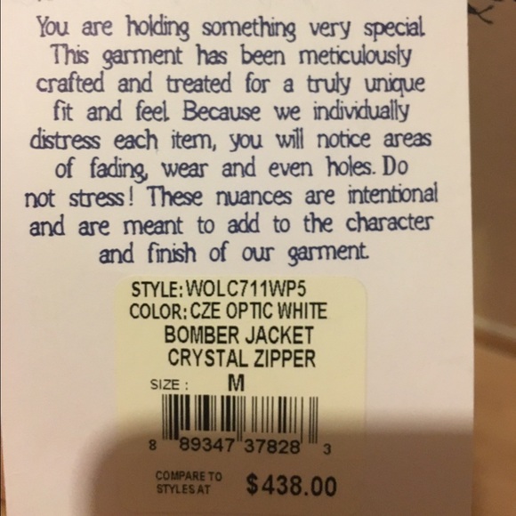 NWT True Religion Optic white bomber jacket size M - Picture 4 of 4