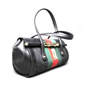 Gucci Black Gold Bamboo Bullet Shoulder Bag