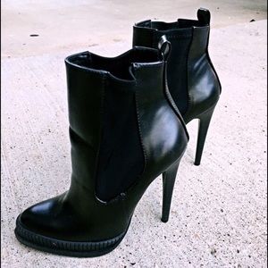 Zara black leather booties