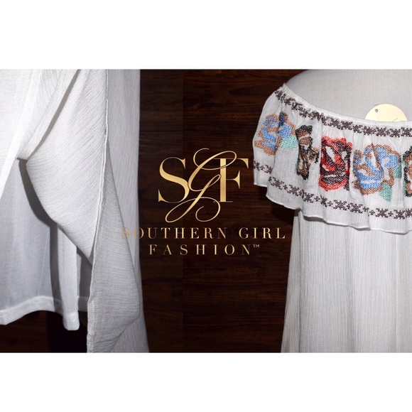 EMBROIDERED DRESS Floral Swing Off Shoulder Mini - Picture 3 of 4