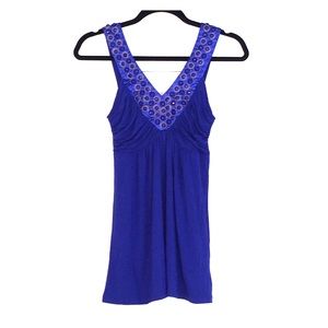 Royal Blue Beaded Tank Top