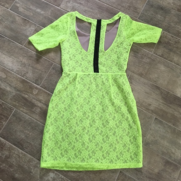 Neon Lace Dress with Pockets - Picture 2 of 3