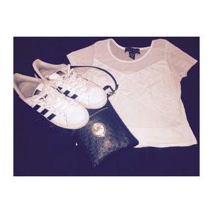 White crop top and black Michael Kors bag 🔘