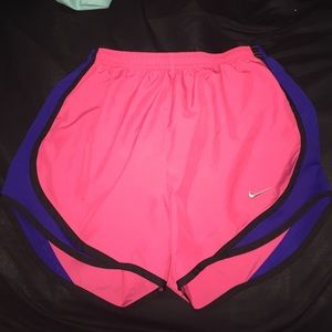 Pink, indigo, & black Nike dri-fit running shorts