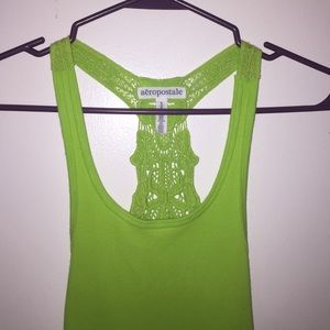 small green Aeropostale tank top with a lace back