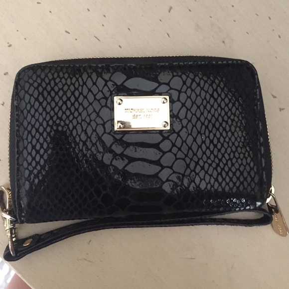 Black snakeskin MK wallet
