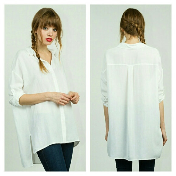 🌺🌼HP🌼🌺 Oversized White Button Down Tunic - Picture 2 of 4