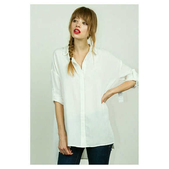 🌺🌼HP🌼🌺 Oversized White Button Down Tunic - Picture 3 of 4