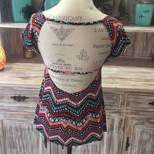 NWOT "Cosmo" open-back chevron top