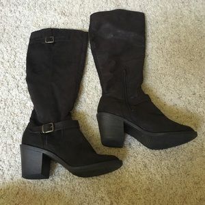 Dark Brown Chunky Heel Boots