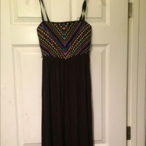 Aztec print black maxi dress