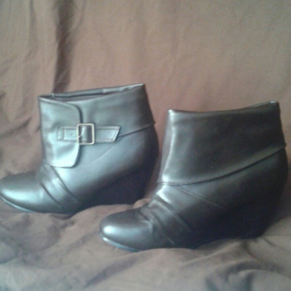Brown leather booties