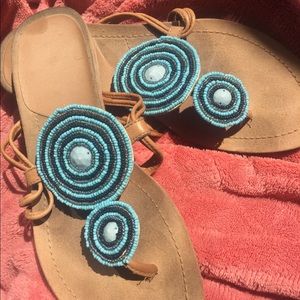 Nine West beaded blue sandals