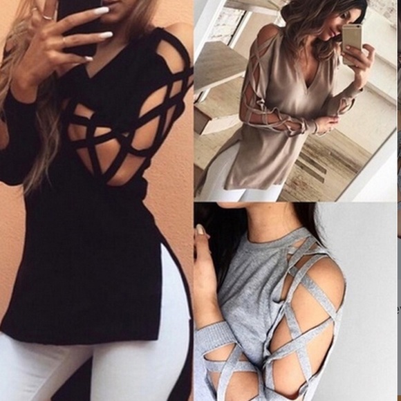 Caged Sleeve Top - Picture 2 of 2