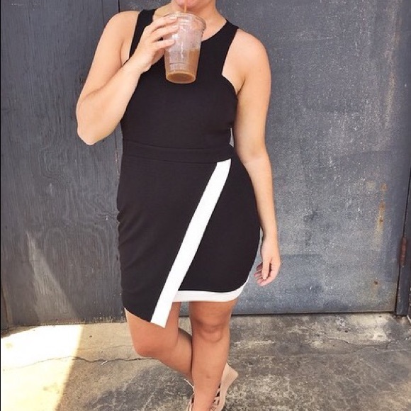 Asymmetrical Black and White Dress
