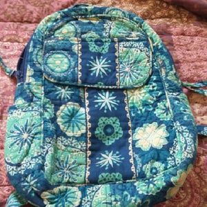Blue quilted back pack