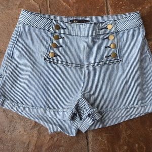 High waisted pin striped shorts