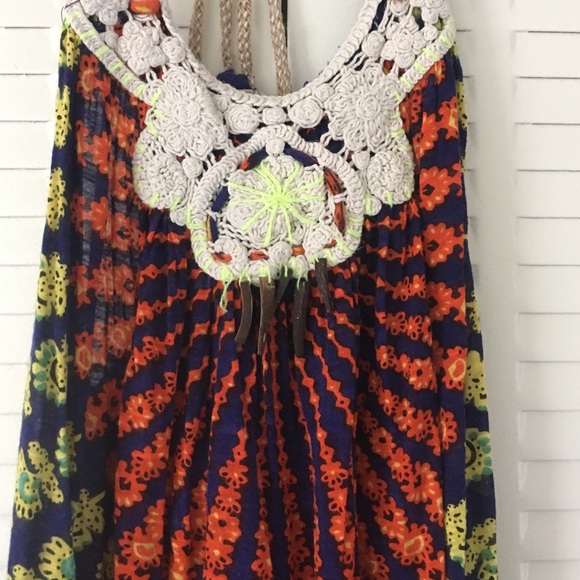 Free people beautifully detailed boho top