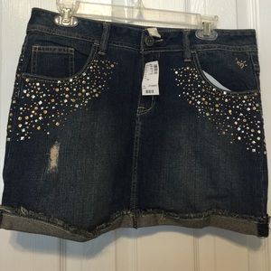 Justice denim mini skirt with bling
