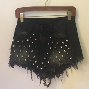 UNIF-- studded black denim shorts