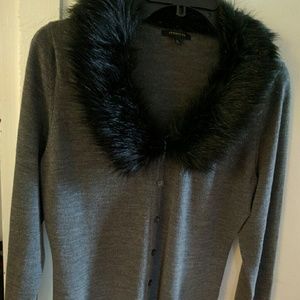 Closet Clearance! Semntiks Faux Fur Collar Crdigan