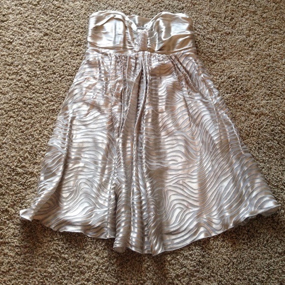 Express strapless champagne/silver dress