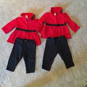 Black polka dot button up sweaters.