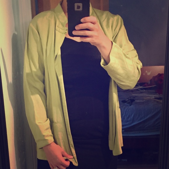 Lime green, silk, asian inspired over throw