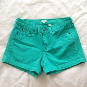 J Crew Green Denim Shorts